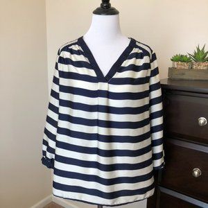 Navy and White Striped Blouse